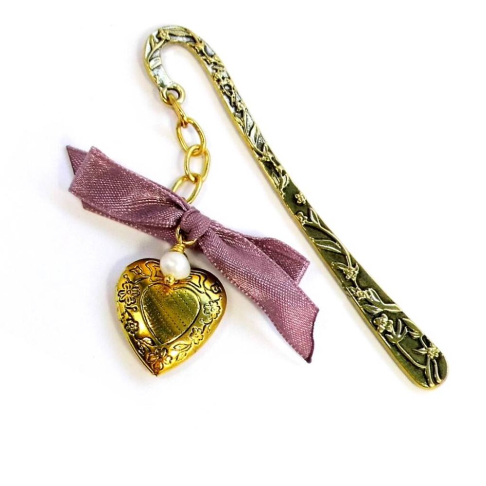 Lesezeichen Herz-Medaillon gold