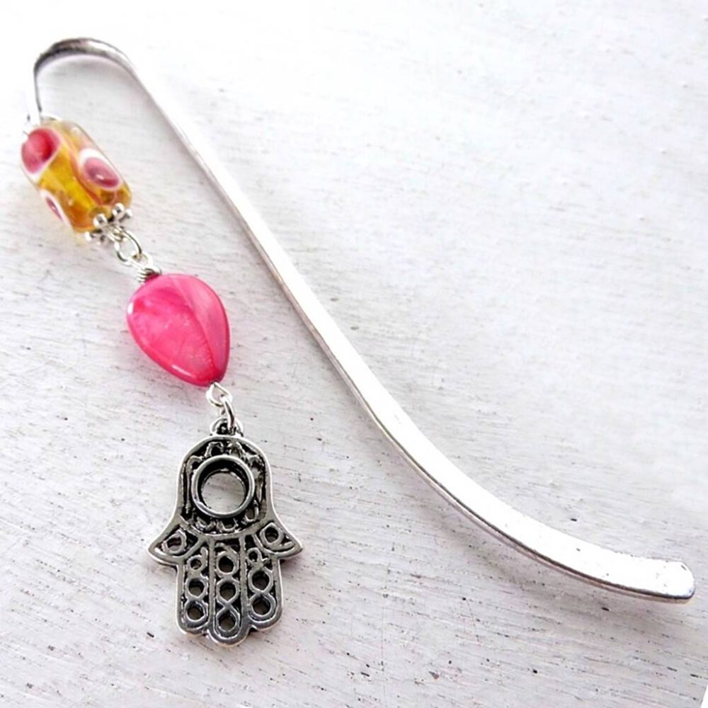 Lesezeichen Fatimas Hand silber-rosa