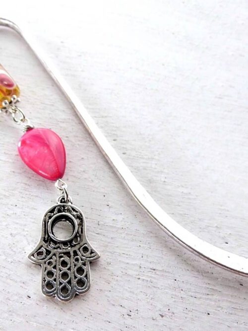 Lesezeichen Fatimas Hand silber-rosa