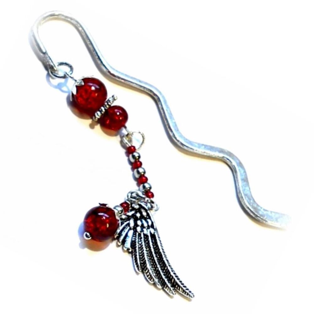 lesezeichen-mit-engelsfluegel-anhaenger-silber-rot Lesezeichen Engelsflügel silber rot