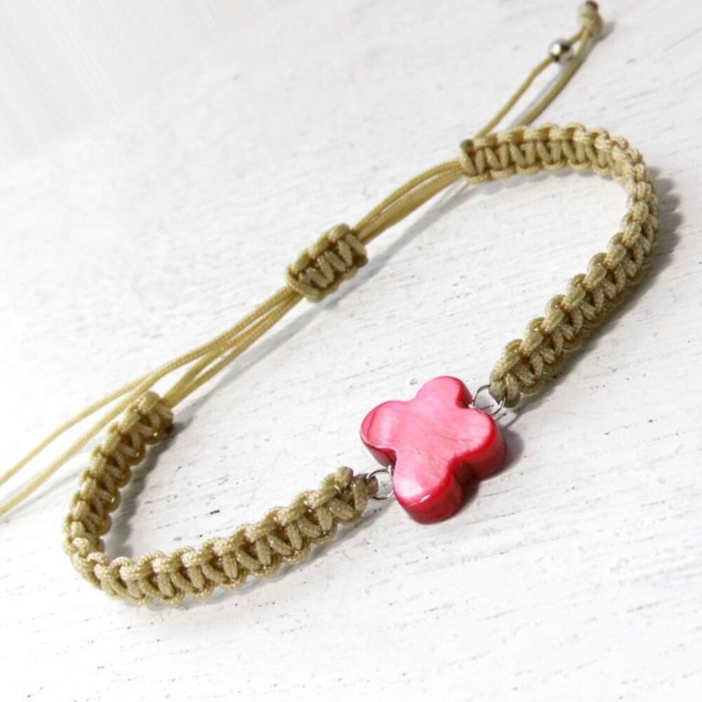 Armband Schmetterling beige-rot