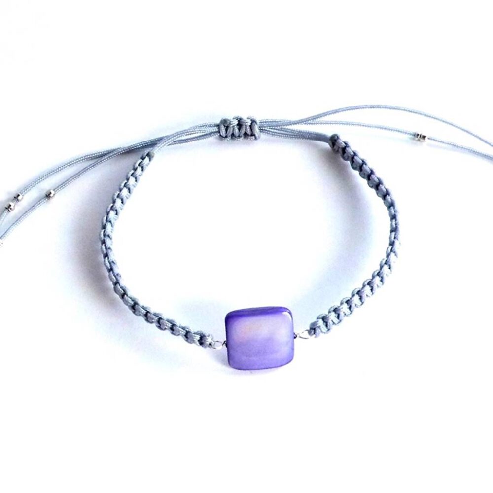 Armband Perlmutt Viereck lila-grau
