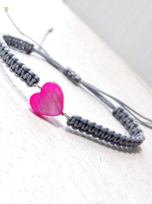 Armband Herz grau-pink