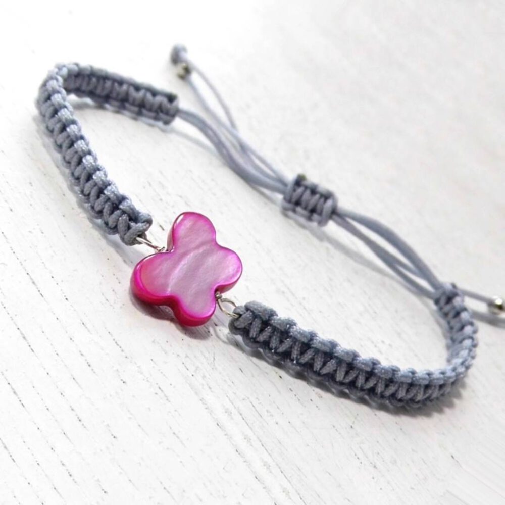 Armband Schmetterling grau-pink