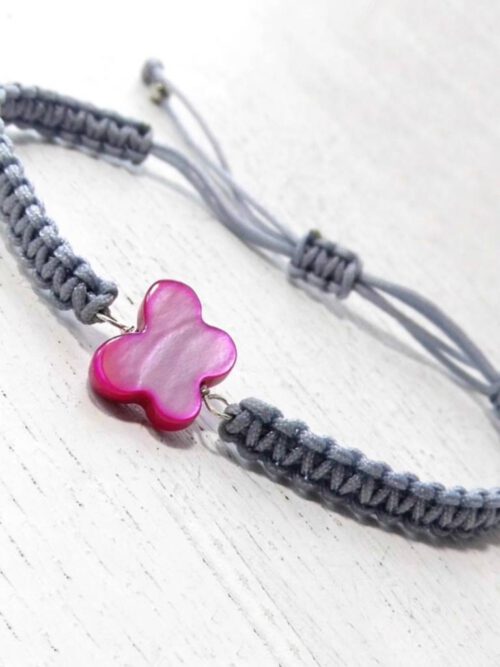 Armband Schmetterling grau-pink