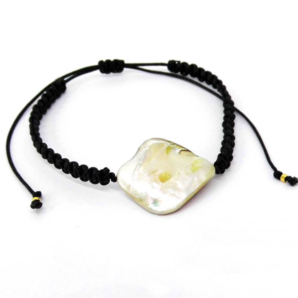 Armband schwarz mit Perlmutt-Nugget