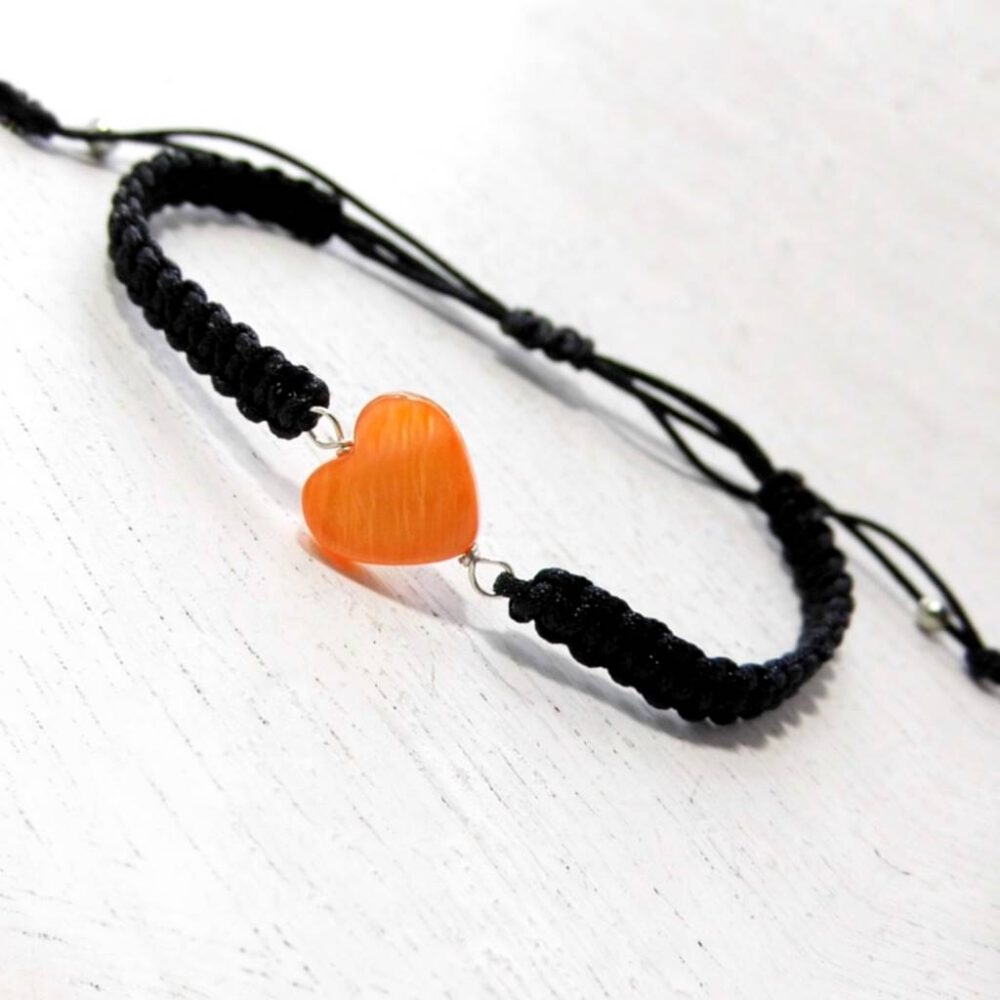 Armband Herz schwarz-orange