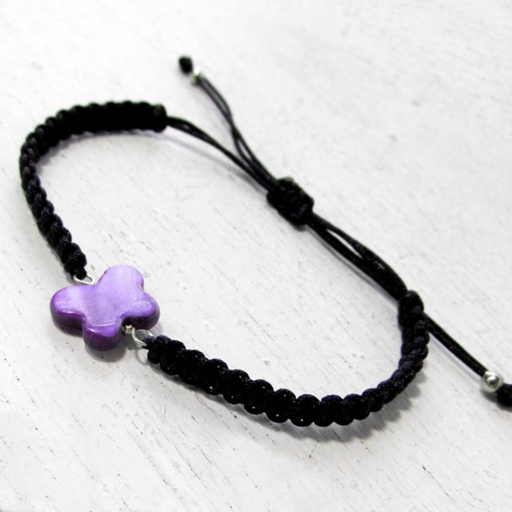 Armband Schmetterling schwarz-lila