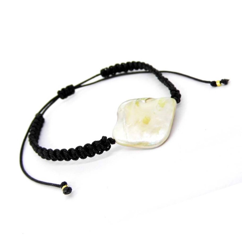 Armband schwarz mit Perlmutt-Nugget