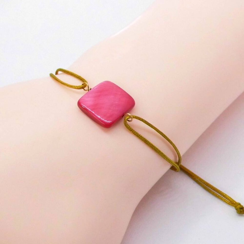 Armband Viereck pink-gold