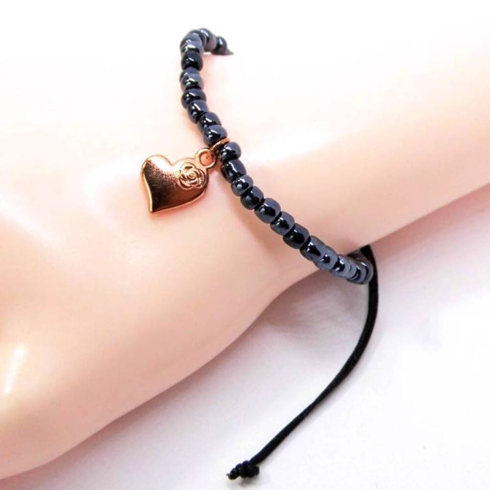 Armband Herz - schwarz, rosegold