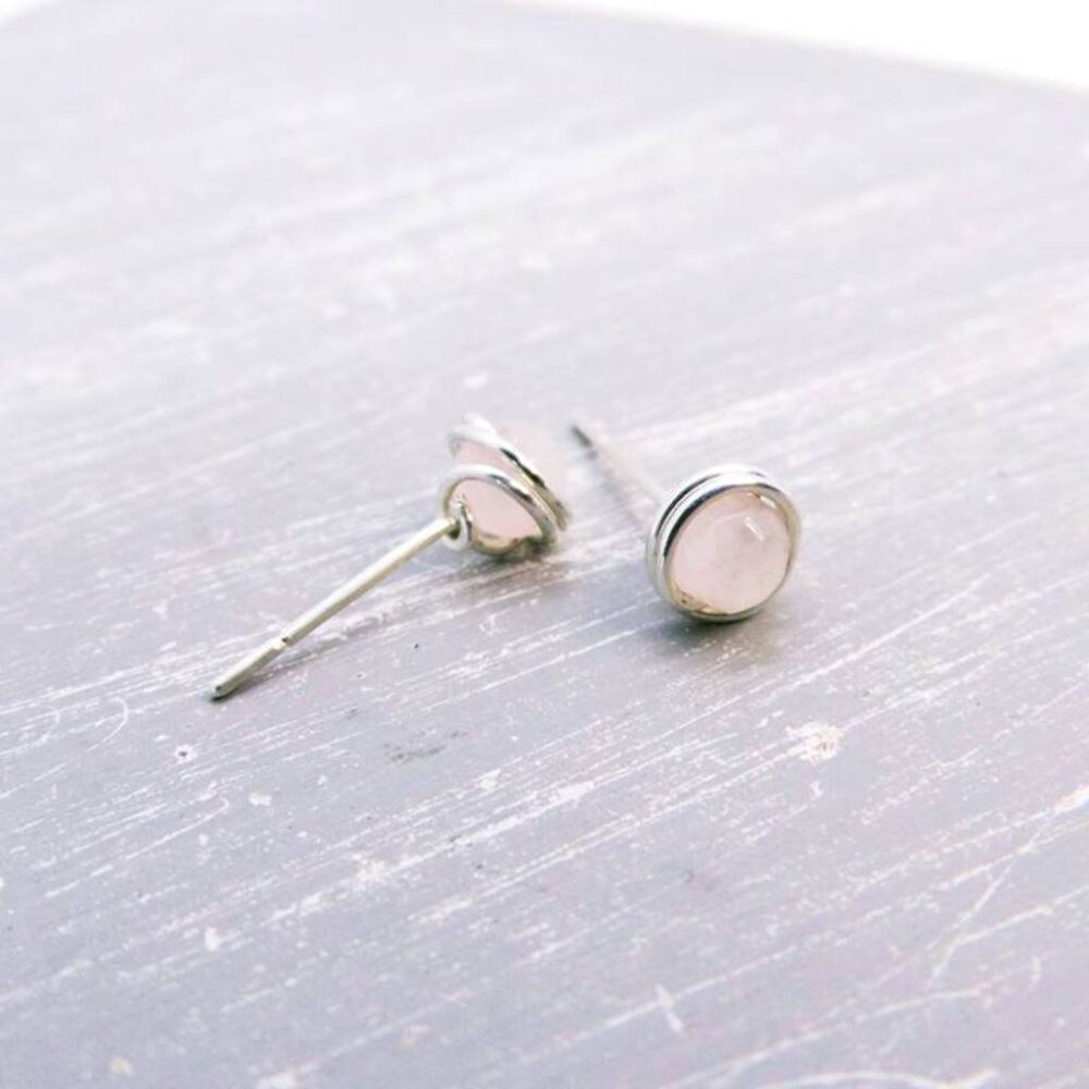 Rosenquarz Ohrstecker facettiert 935 Silber