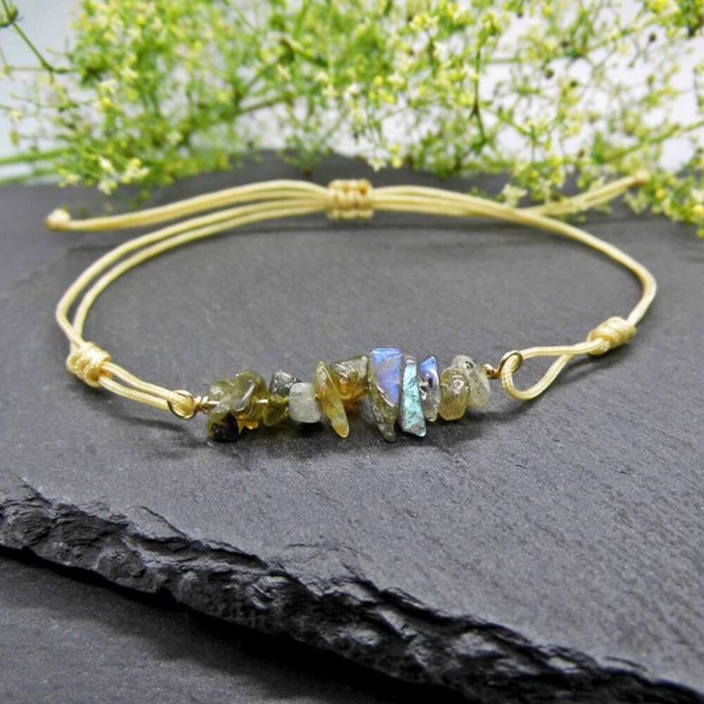 Labradorit Splitter Armband gold