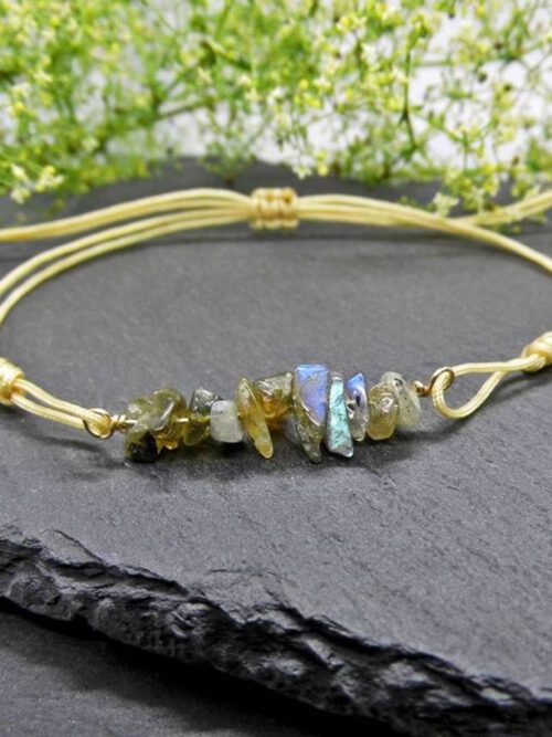 Labradorit Splitter Armband gold