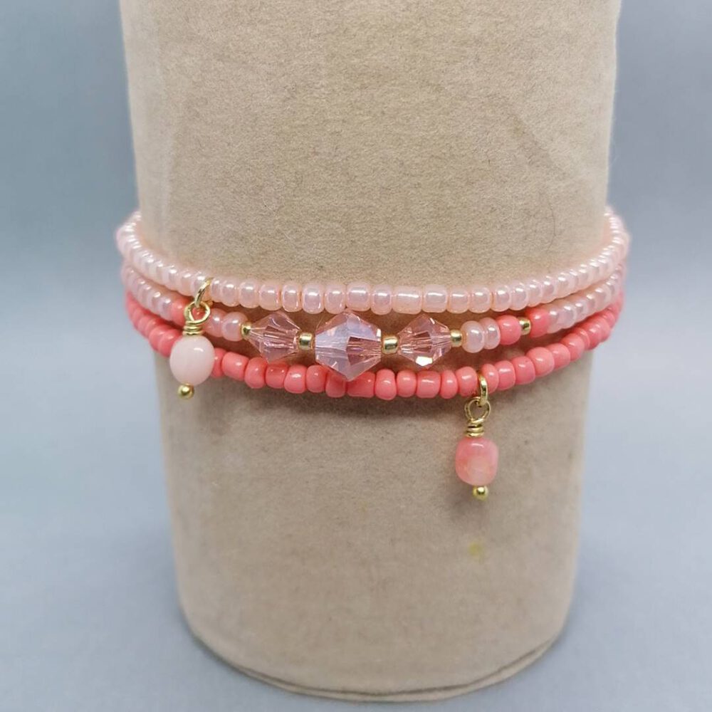 Armband Set apricot mit Koralle