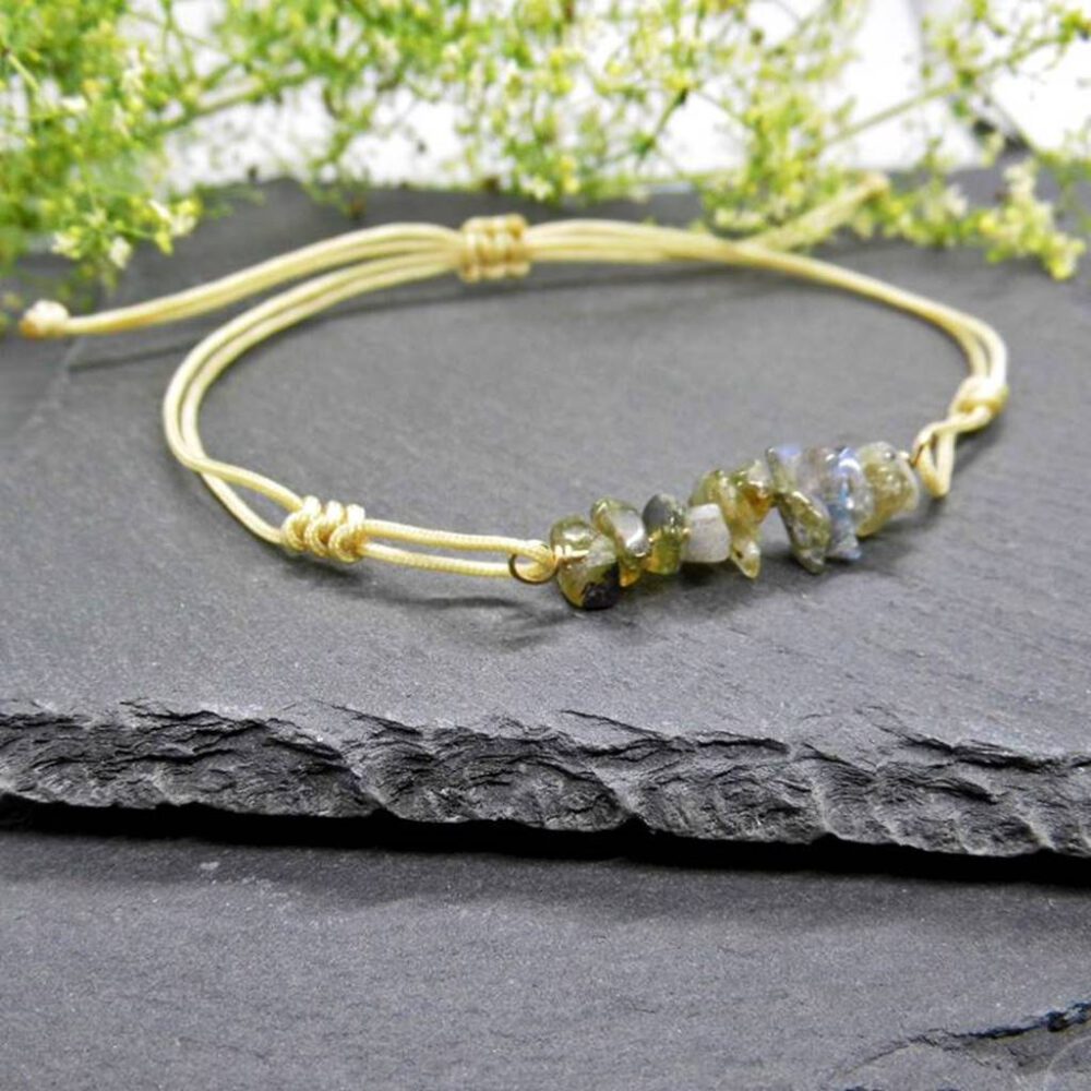 Labradorit Splitter Armband gold