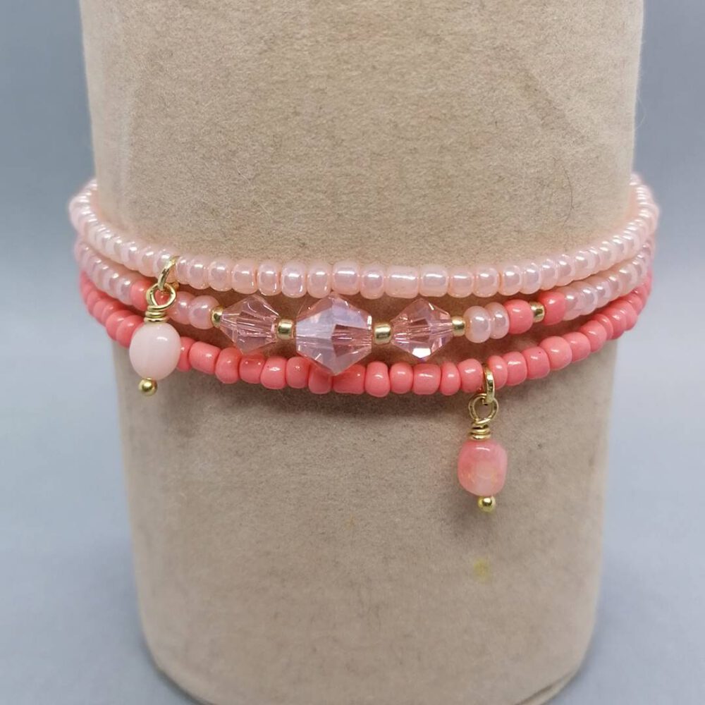 Armband Set apricot mit Koralle