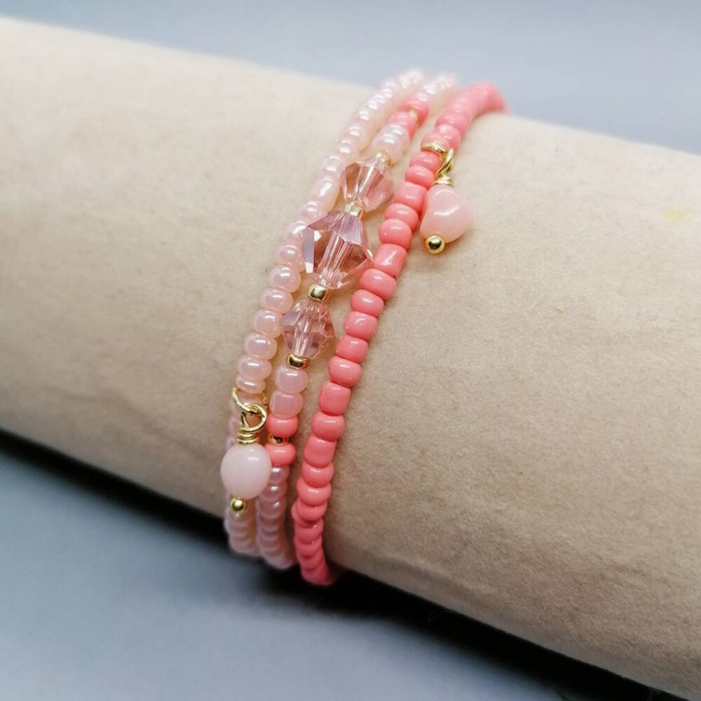 Armband Set apricot mit Koralle