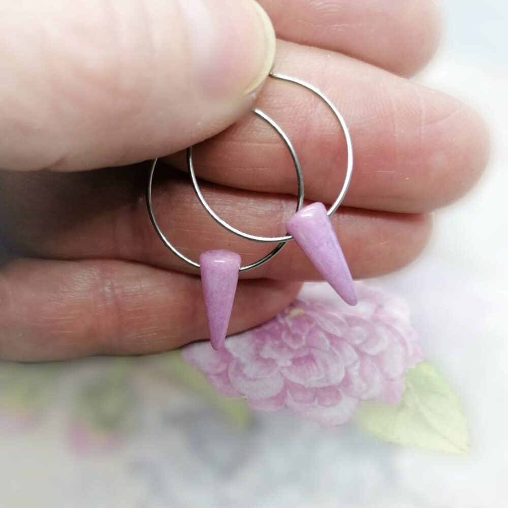 Creolen mit rosa Spike Perlen