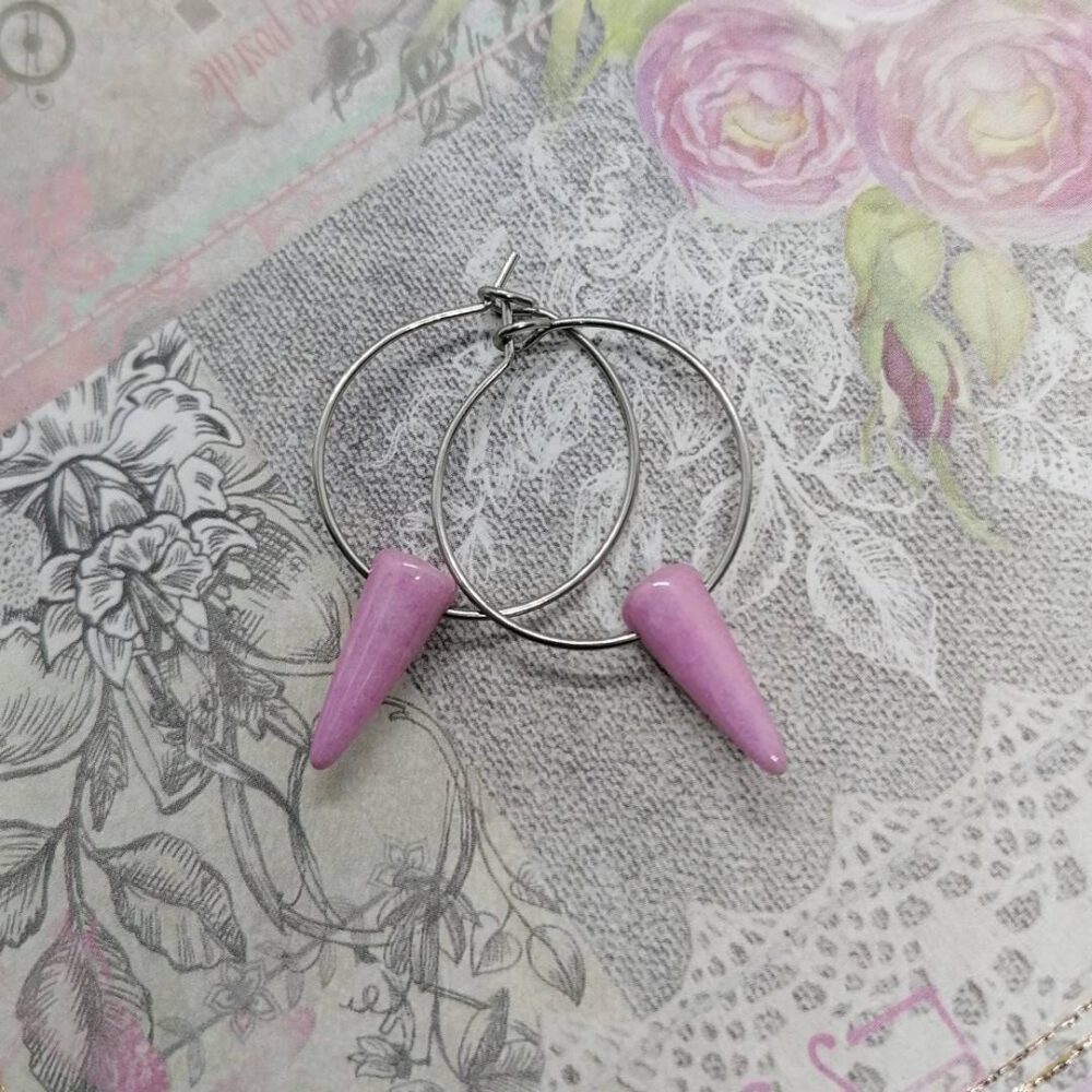 Creolen mit rosa Spike Perlen