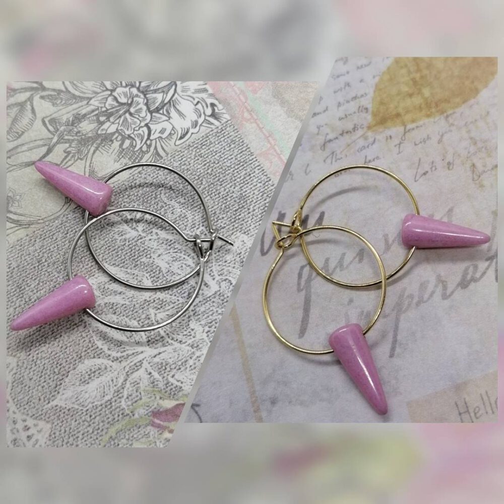 Creolen mit rosa Spike Perlen
