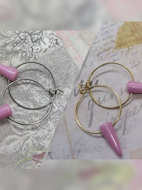 Creolen mit rosa Spike Perlen