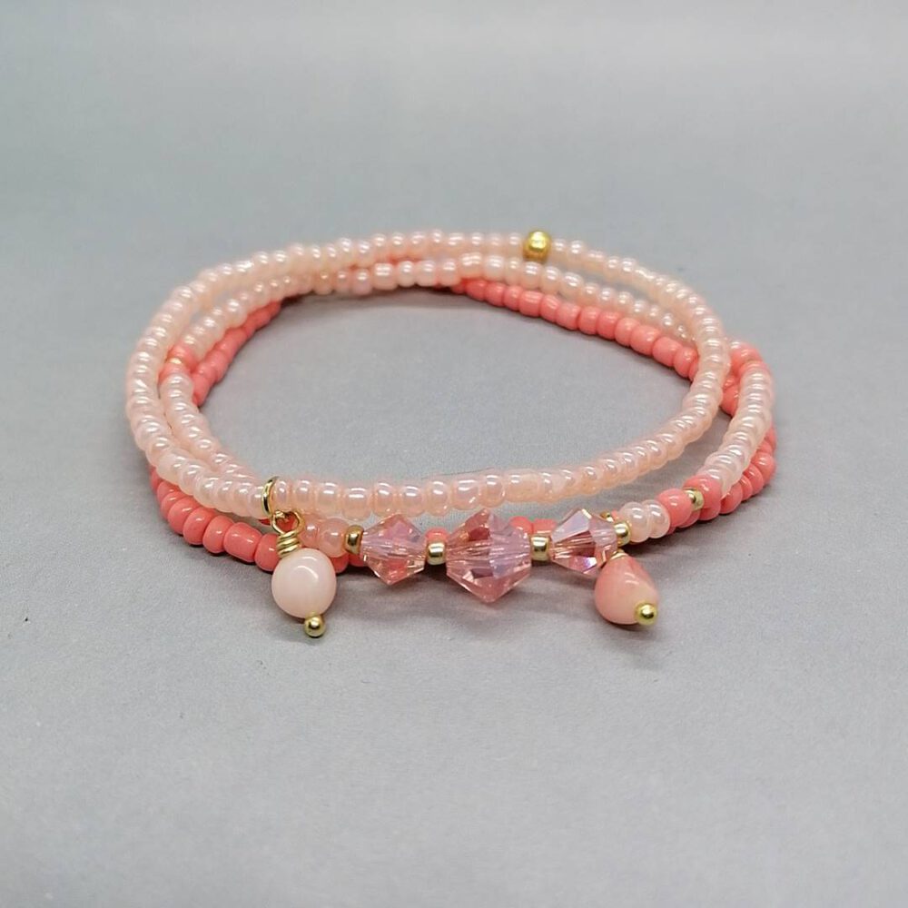Armband Set apricot mit Koralle