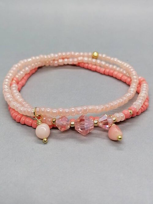 Armband Set apricot mit Koralle
