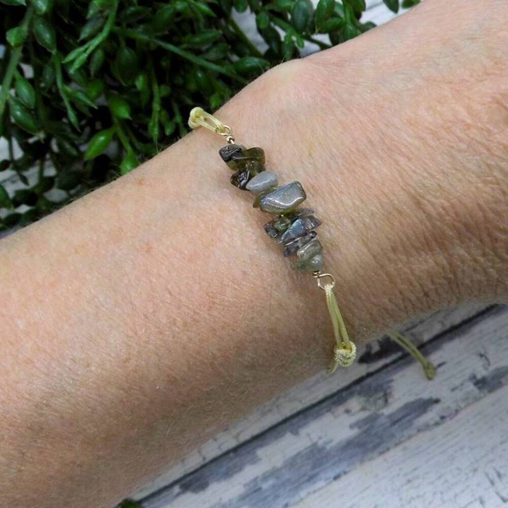 Labradorit Splitter Armband gold