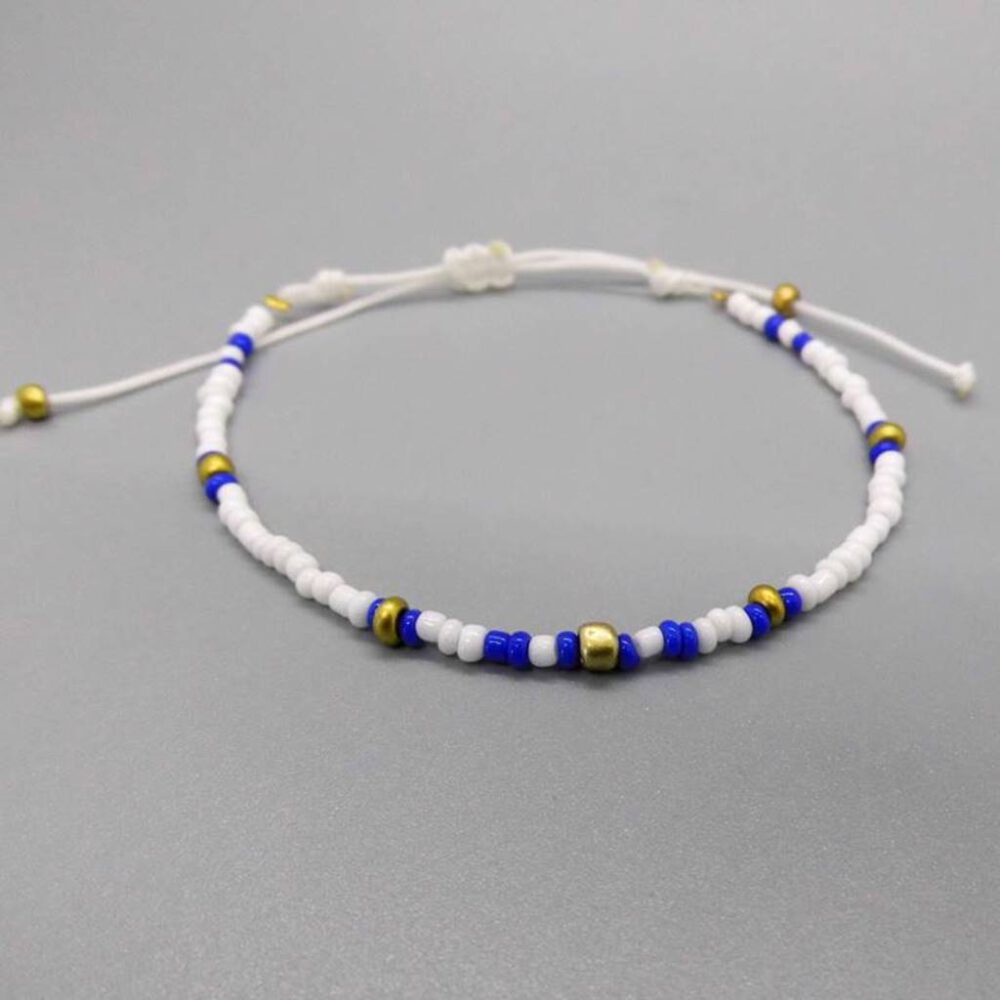 armband-weiss-blau-gold Armband Greek-Style blau weiß gold