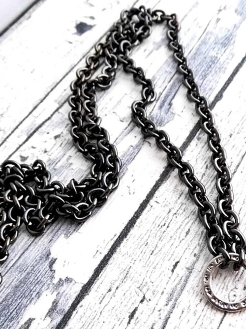 Gliederkette schwarz mit Silberring