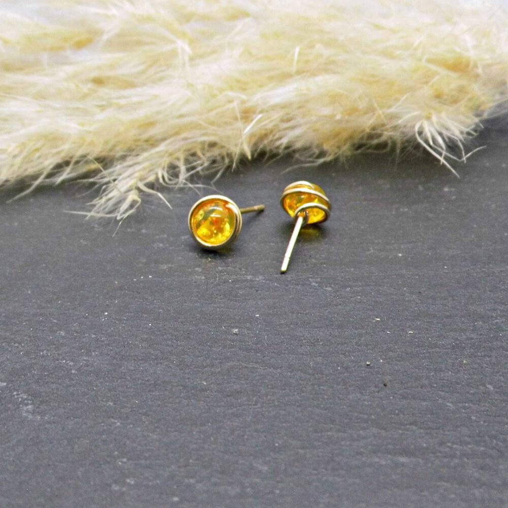 gold-gelbe-ohrstecker Ohrstecker Bernstein Goldfilled