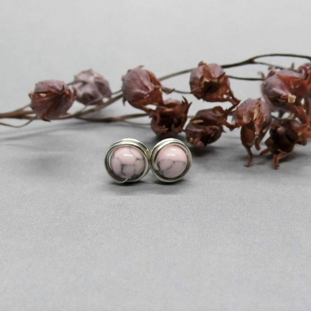 ohrstecker-rosa-howlith-silber Mini Howlith Ohrstecker rosa 935 Silber