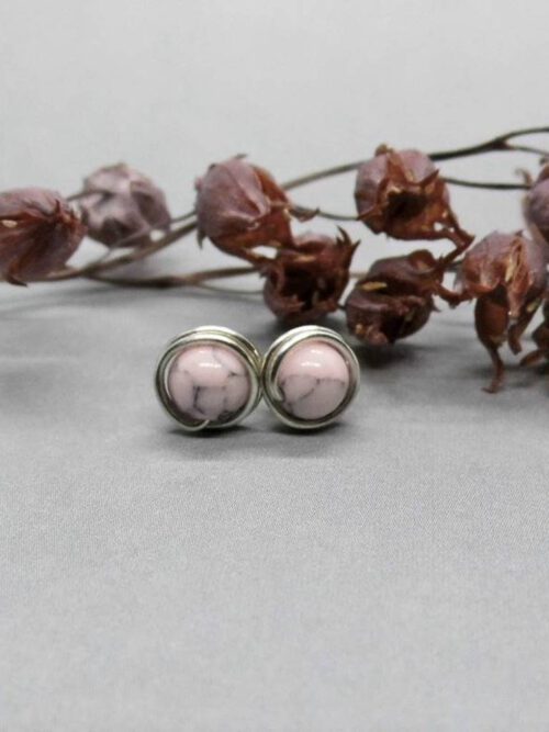 Mini Howlith Ohrstecker rosa 935 Silber