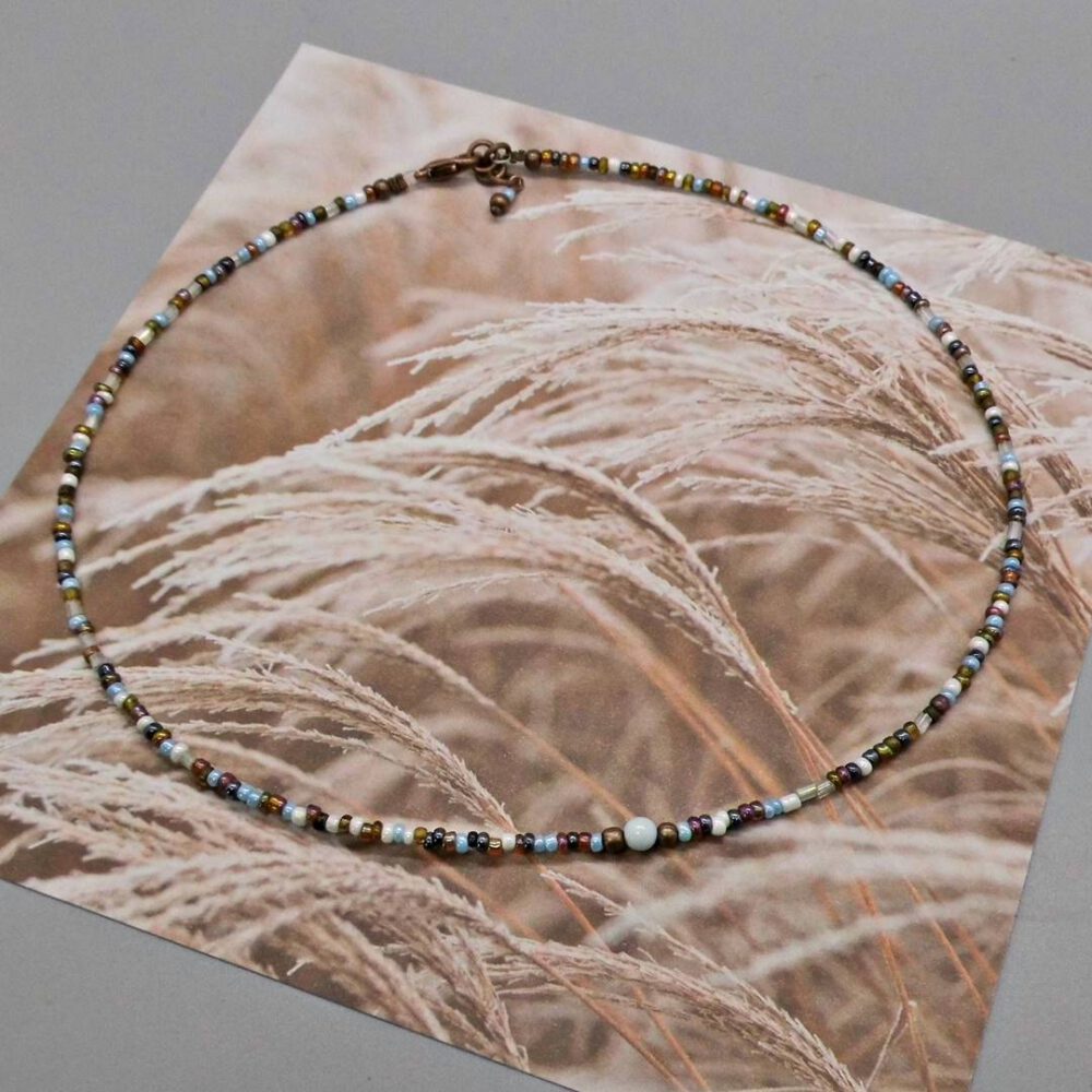 halskette-blau-kupfer Choker kupfer-blau mit Howlith