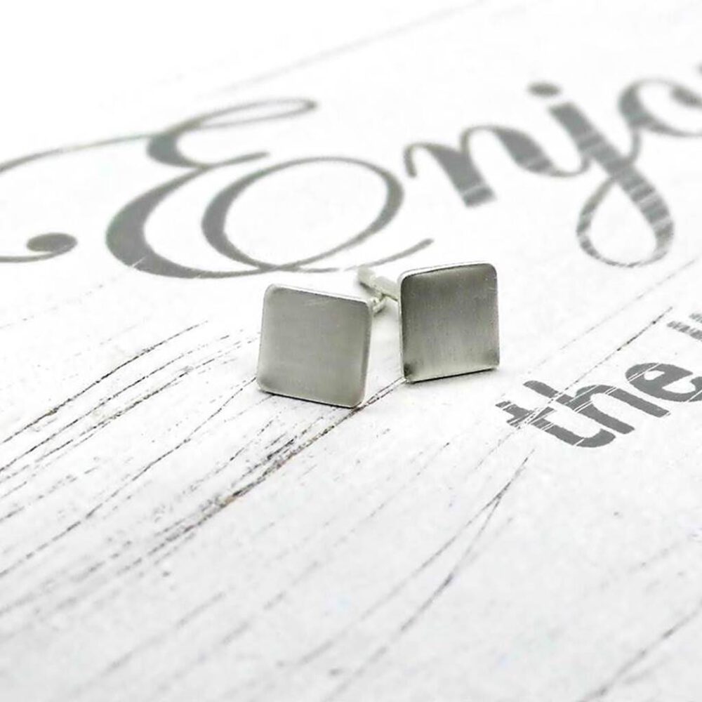 Ohrstecker Quadrat 935 Silber mattiert