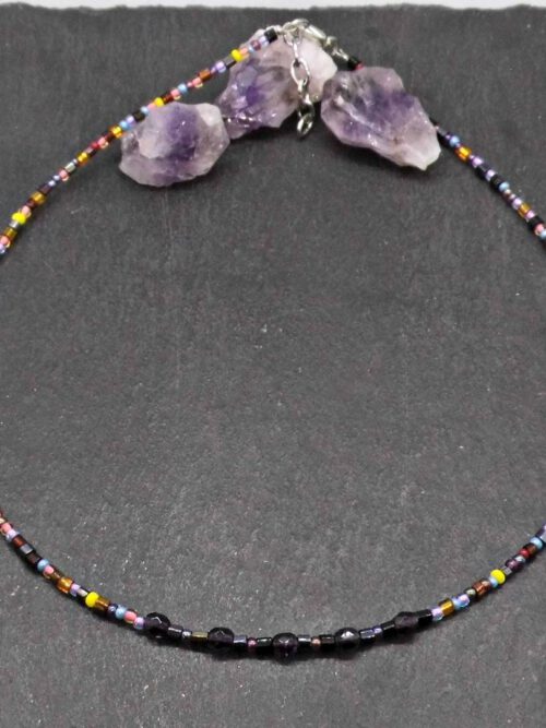 Perlen Choker schwarz-bunt