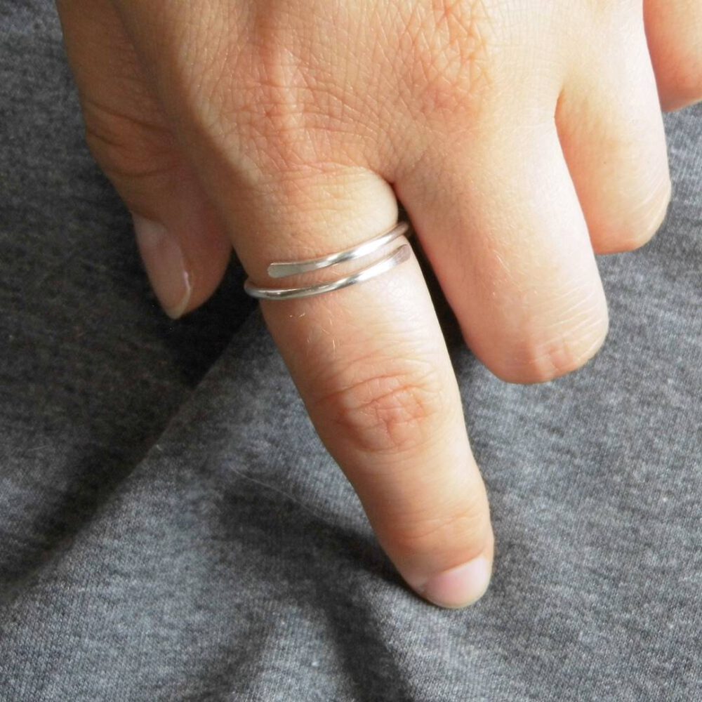 Fidget Ring 935 Silber, grüne Miyuki Perlen