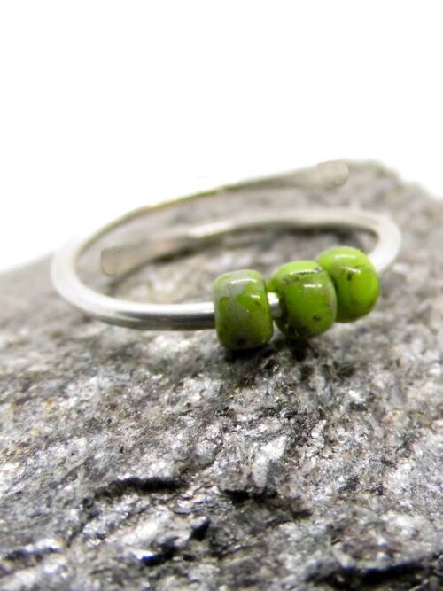 miyuki-perlen-fidget-ring-silber Fidget Ring 935 Silber, grüne Miyuki Perlen