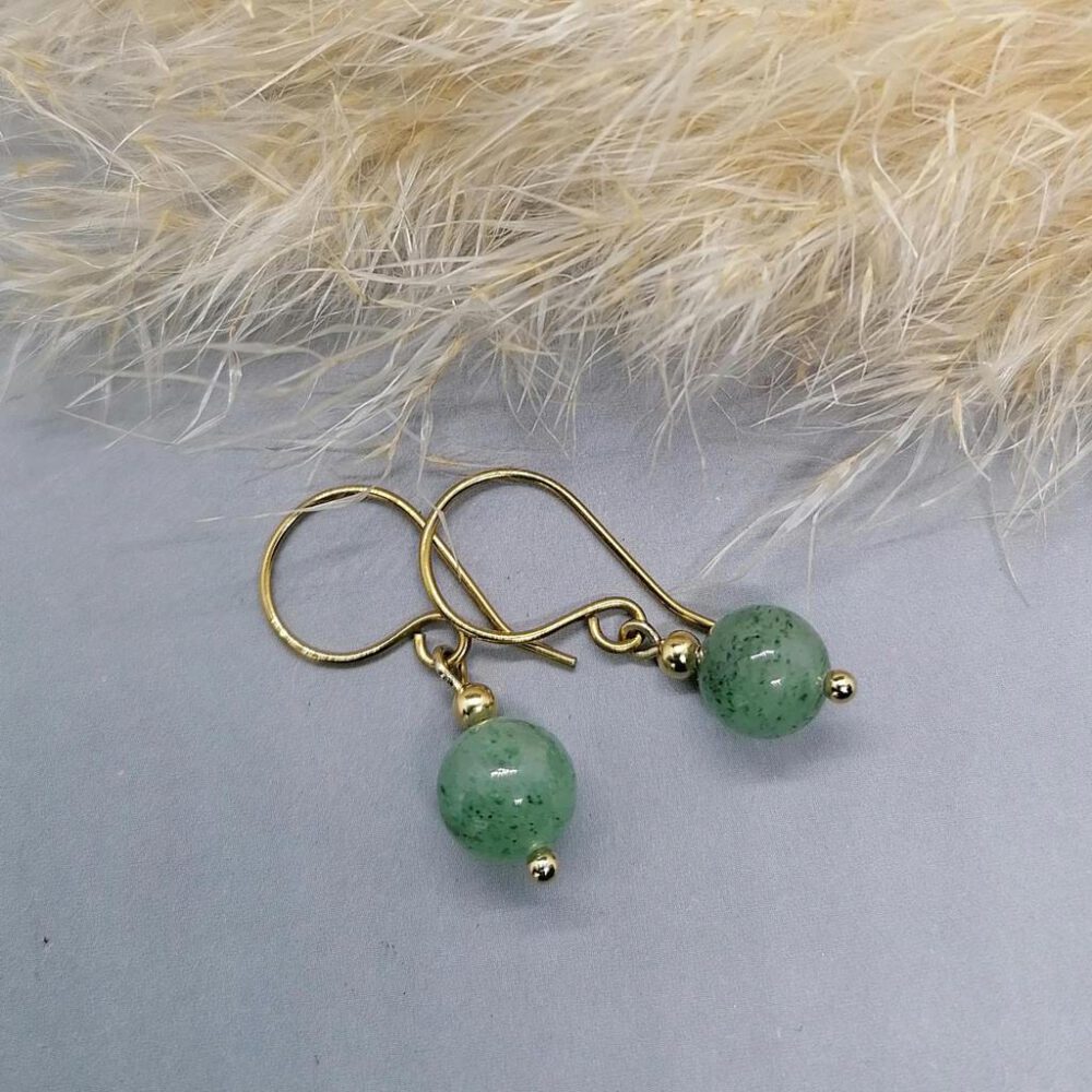 vergoldete-edelstahlohrringe-aventurin vergoldete Aventurin Ohrhänger, Edelstahl