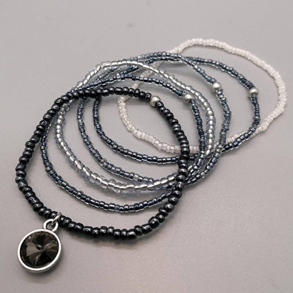 Armband Set schwarz-grau-silber