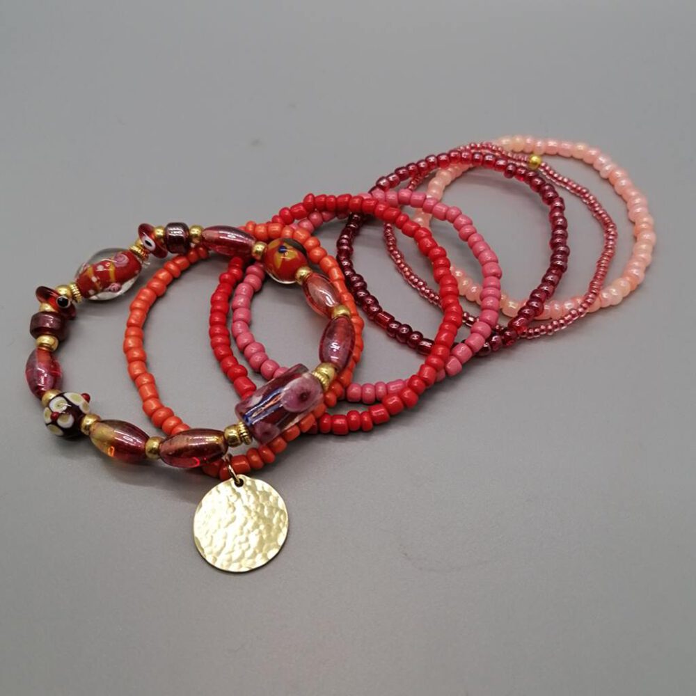 Armband Set rot-orange elastisch