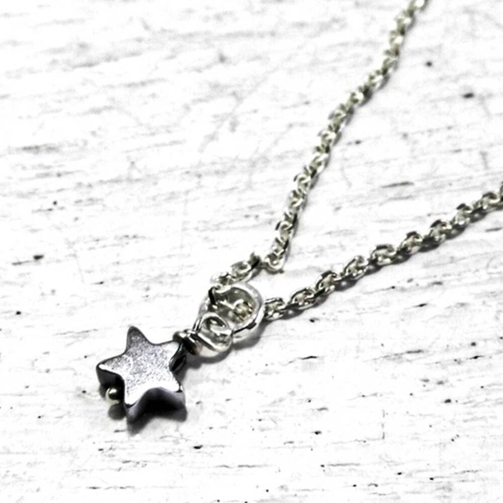 Silber Kette mit Hämatit Herzchen