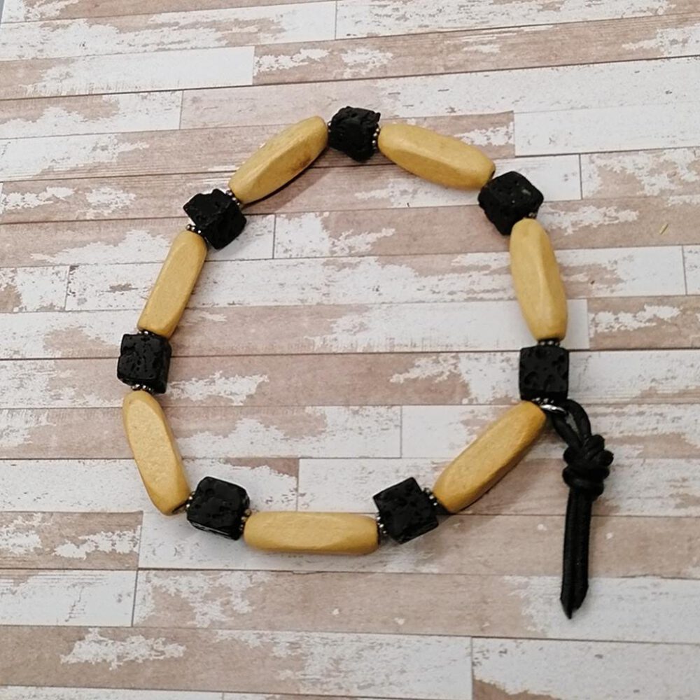 Herren Armband Lava Holz elastisch