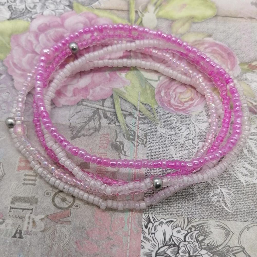 Armband Set rose-weiß elastisch