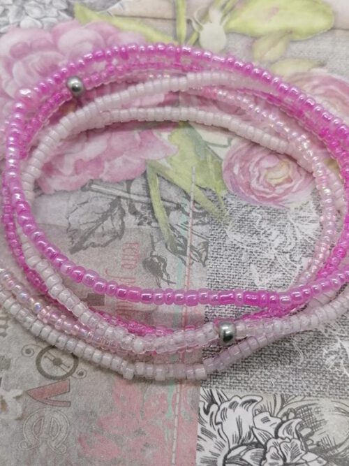 Armband Set rose-weiß elastisch