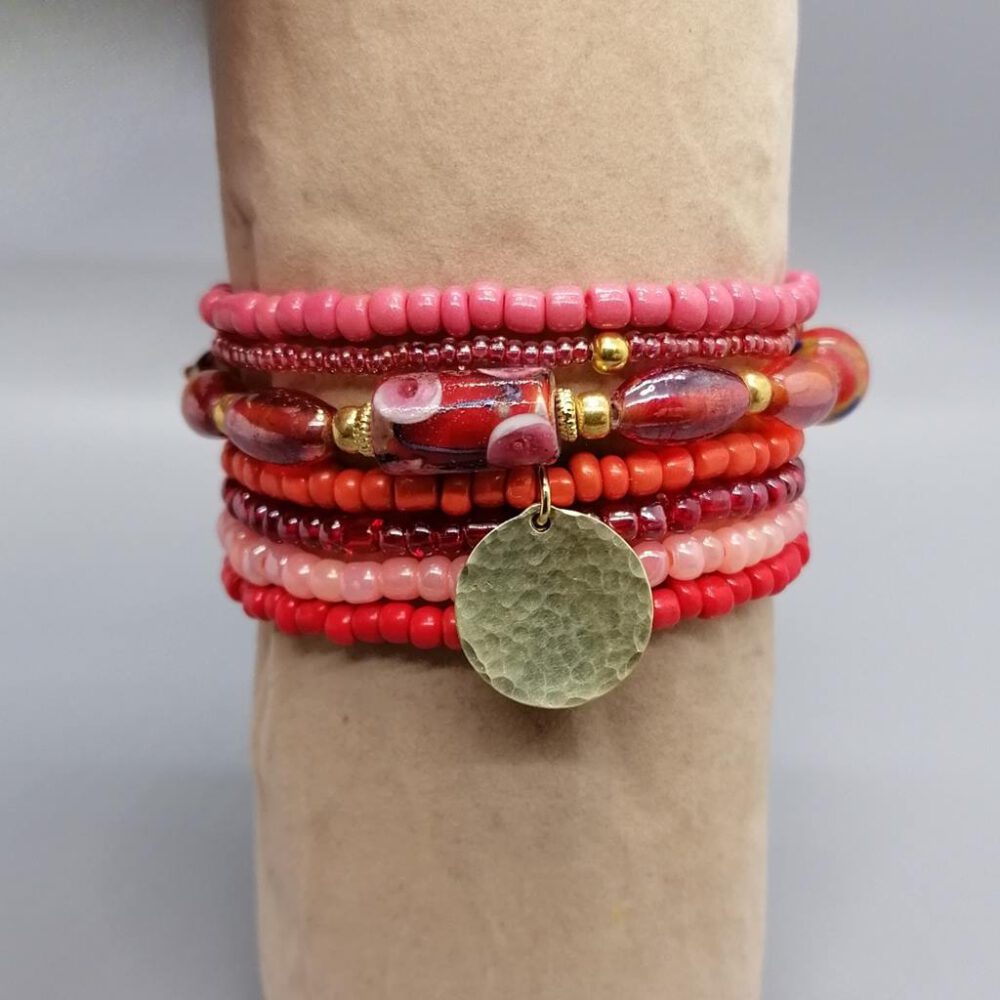 Armband Set rot-orange elastisch