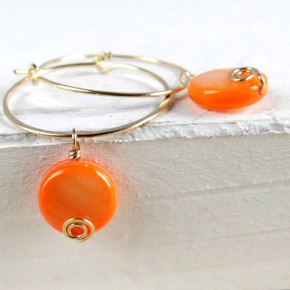 Goldfilled Creolen Perlmutt orange
