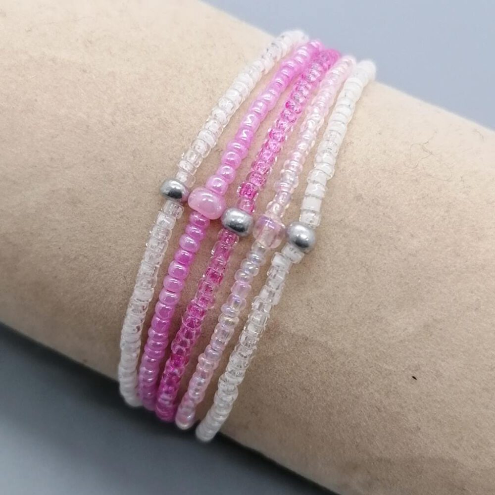 Armband Set rose-weiß elastisch