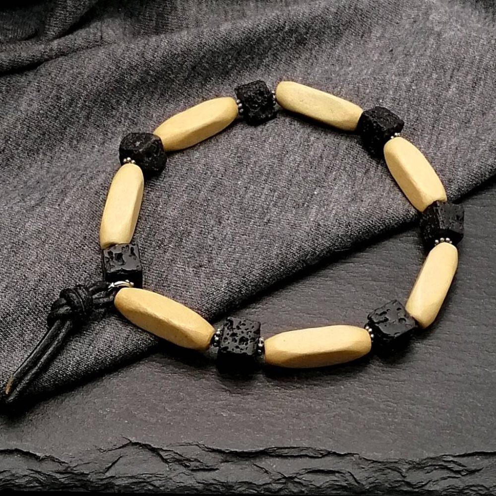Herren Armband Lava Holz elastisch